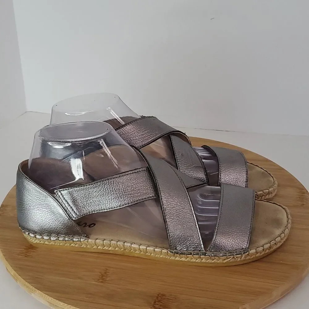 Laro Beach Metallic Pewter Espadrilles Women's Size 40